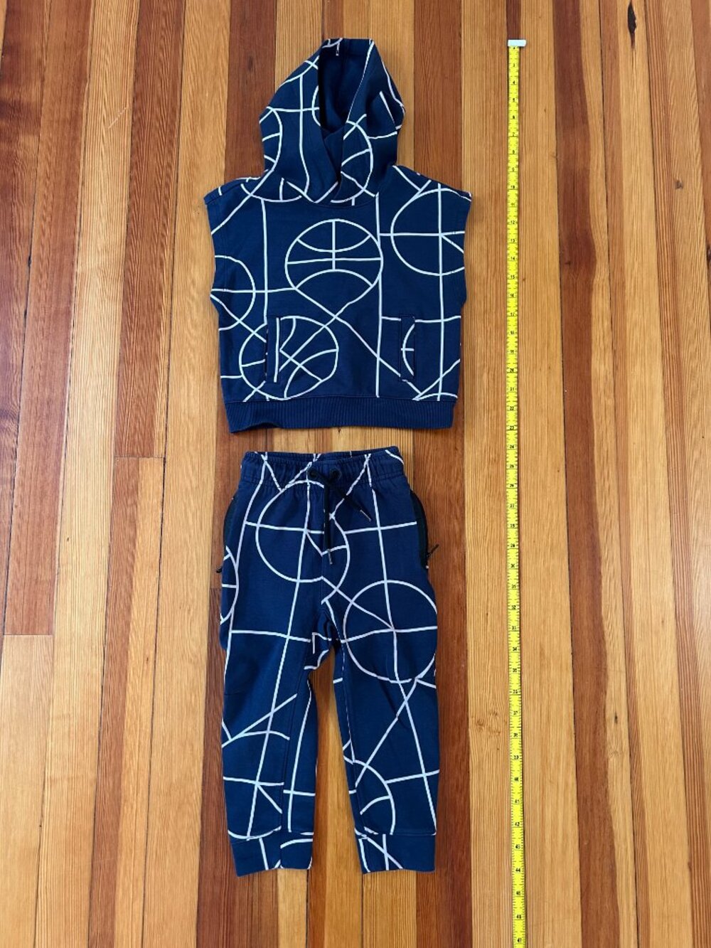 Toddler Boy 2T Navy Blue Sleeveless Hoodie and Pants - Matching Set - GREAT